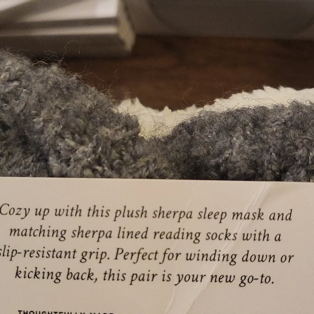 Gray and Cream Socks + Sleep Mask Set